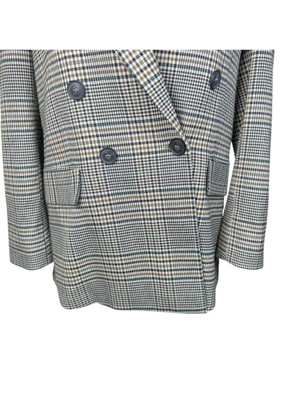 Free People Small Ashby Houndstooth Blazer Jacket Plaid Double Breast Oversized - Picture 5 of 14